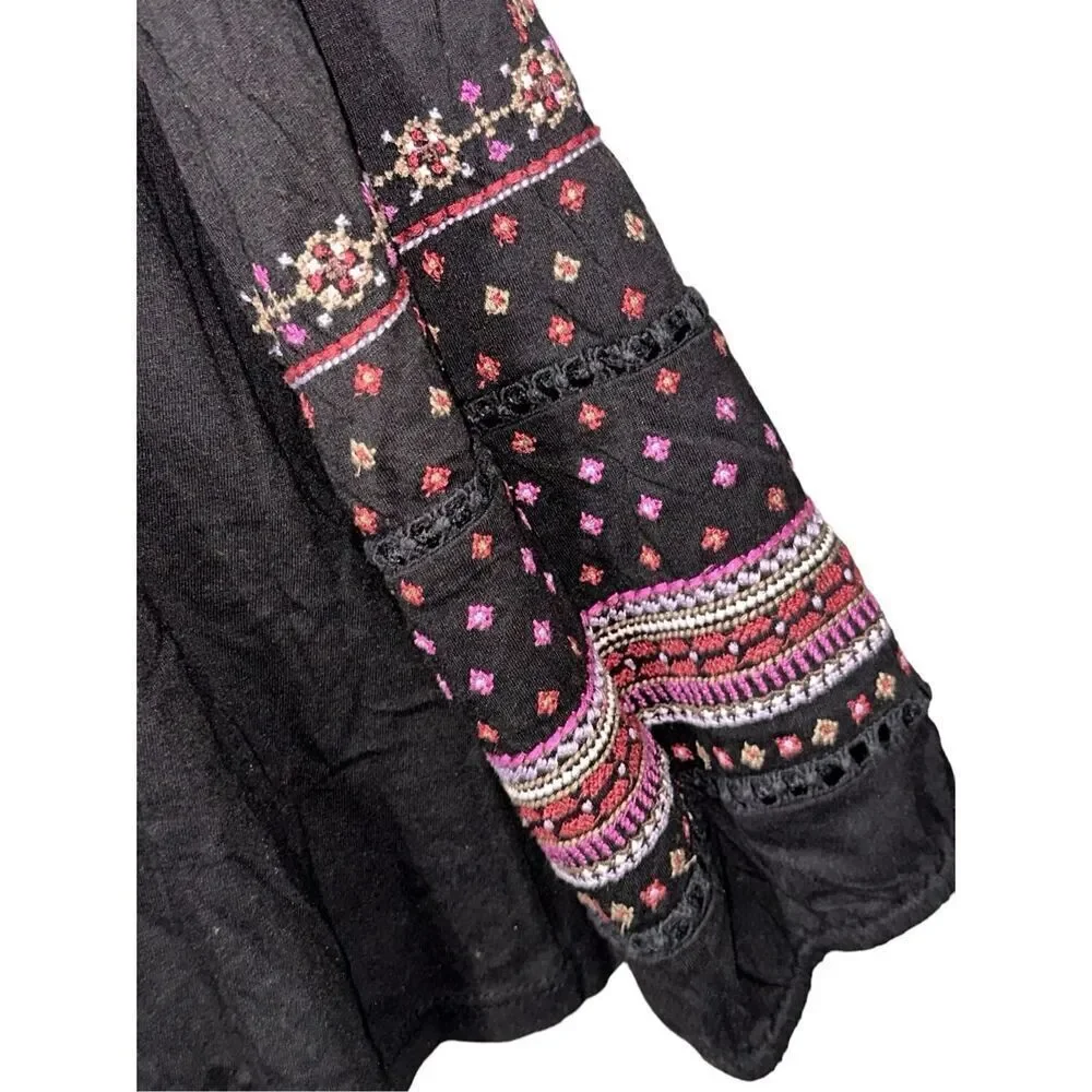 GREAT CONDITION J.Jill Embroidered Ladder Stitch Peasant Top Womens Size PL  Bas_5